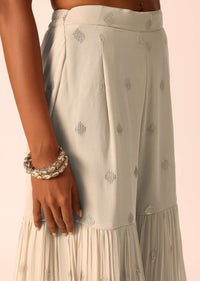 Beige Sequin Embellished Kurta Sharara Set