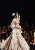 Beige Silk Bridal Lehenga Set With Organza 3D Floral Embroidery