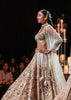 Beige Silk Bridal Lehenga Set With Organza 3D Floral Embroidery