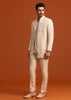 Beige Silk Indo Western And Kurta Set With Zardozi Work