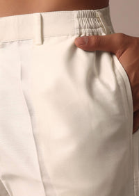 Beige Silk Kurta Set With Intricate Handwork
