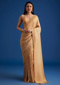 Beige Tissue Silk Saree With Woven Patterns