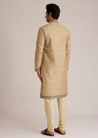 Beige Tussar Silk Kurta Set