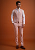 Beige Tuxedo And Pant Set With Cutdana Embellishments