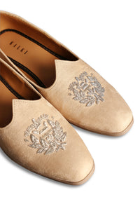 Beige Velvet Jutti With Hand Work For Men