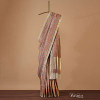 Champagne Brown Banarasi Saree In Katan Silk With Patola Ikat Weave And An Unstitched Blouse