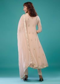 Candy Pink Embroidered Pant Suit Set In Georgette