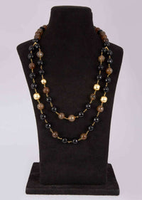 Black And Brown Beaded Double Layer Necklace Online - Kalki Fashion