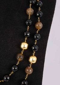 Black And Brown Beaded Double Layer Necklace Online - Kalki Fashion