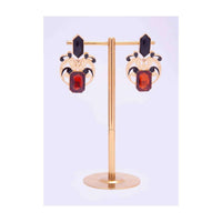 Black and brown crystal stone studded cut out cluster earring only on Kalki