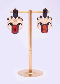Black and brown crystal stone studded cut out cluster earring only on Kalki