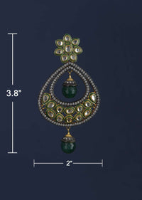 Black And Dark Green Earrings In Floral And Drop Motif With Kundan And Dangling Bead Online - Kalki Fashion