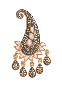 Black And Gold Earrings In Paisley Motif Embellished With Crystals Online - Kalki Fashion