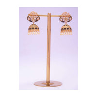 Black and gold shaded jhumkas in peacock motif only on kalki