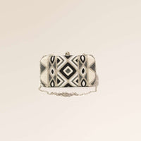 Black And White Box Clutch With Hand Embroidered Cut Dana Work In Geometric Motifs Online - Kalki Fashion