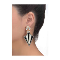 Black And White Party Wear Triangular Earrings With Stones And Kundan Work Online - Kalki Fashion