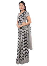 Black Banarasi Saree In Silk With Brocade Blouse Piece Online - Kalki Fashion