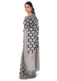 Black Banarasi Saree In Silk With Brocade Blouse Piece Online - Kalki Fashion