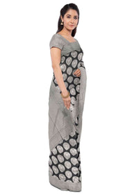 Black Banarasi Saree In Silk With Brocade Blouse Piece Online - Kalki Fashion