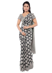 Black Banarasi Saree In Silk With Brocade Blouse Piece Online - Kalki Fashion