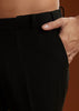 Black Cotton Satin Suit Set With Hand Embroidery