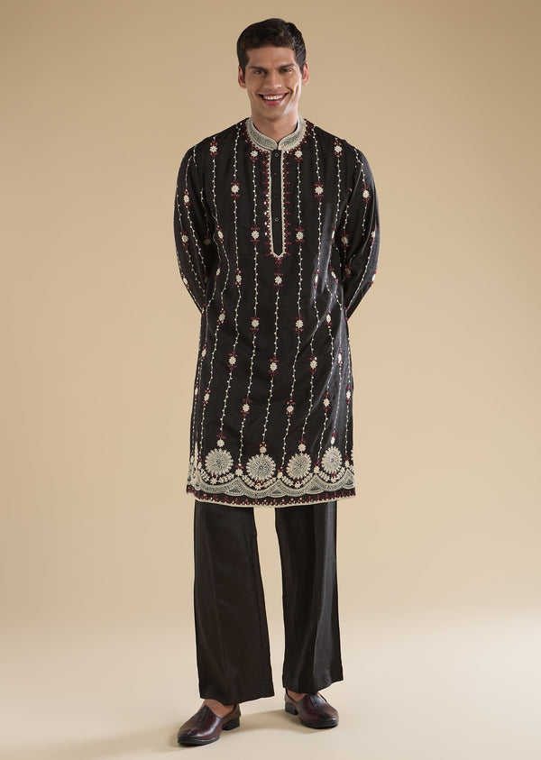 Black Dori work Kurta With Flared Pants