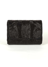 Black Embellished Clutch In Abstract Pattern Online - Kalki Fashion