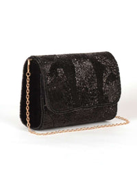 Black Embellished Clutch In Abstract Pattern Online - Kalki Fashion