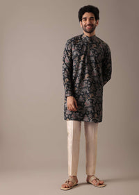 Black Floral Print Kurta Set