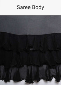 Black Georgette Saree With Frills Online - Kalki Fashion