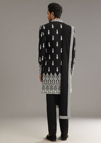 Black Indo Western Set With Embroidery On Japanese Fabric