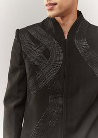 Black Indo Western With Leather And Dori Work