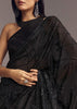 Black Organza Saree With Beaded Geometric Embroidery