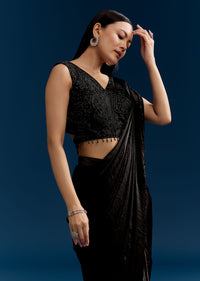 Black Organza Saree With Embroidered Cut Dana Blouse