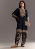 Black Printed Muslin Kurta Dhoti Set