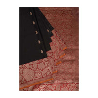 Black Saree In Banarasi Silk With Paisley Buttis Online - Kalki Fashion