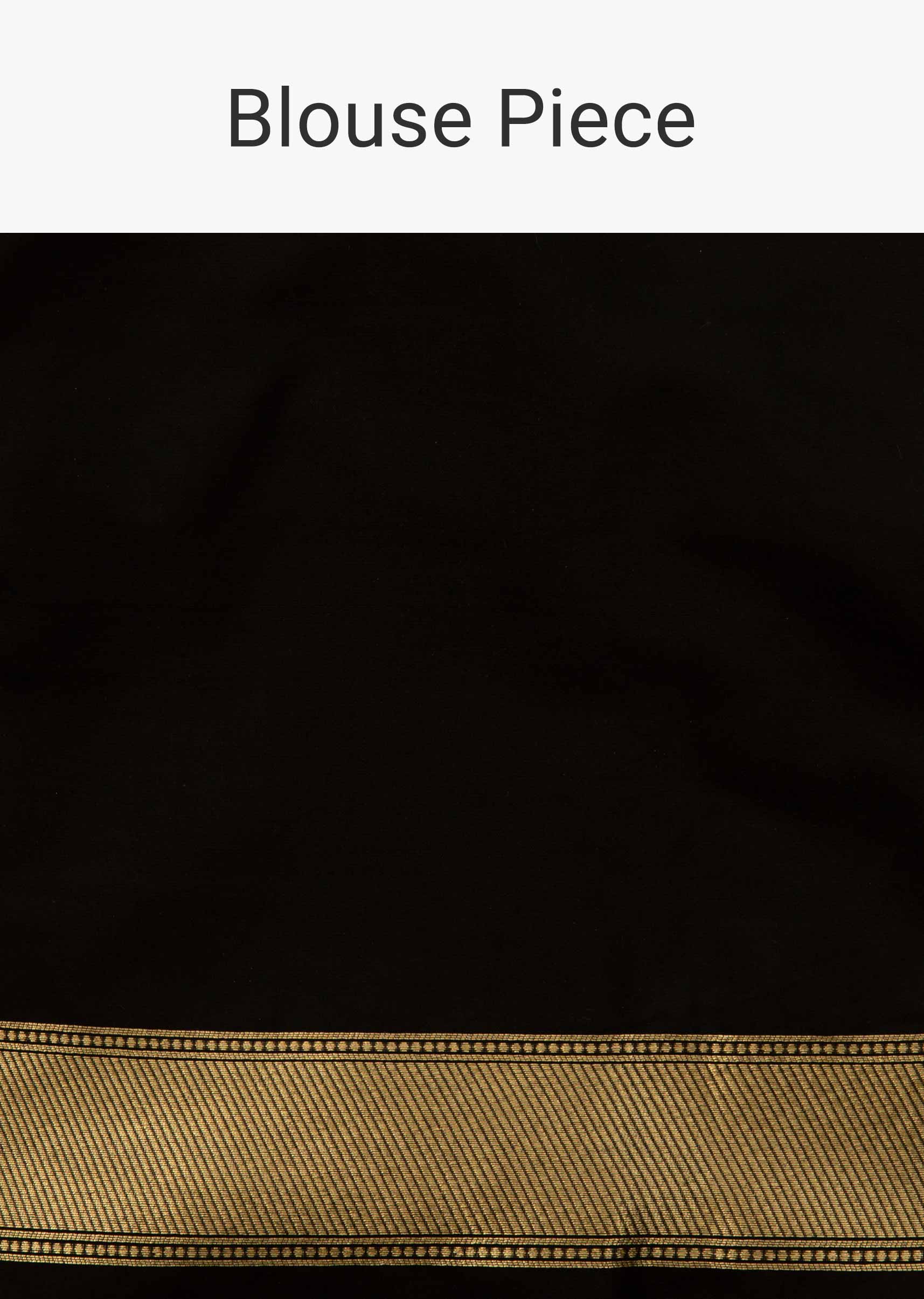 Black saree in chanderi silk with zari weaved butti and brocade pallav