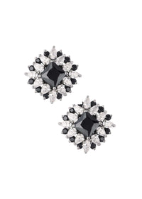 Black And White Swarovski Stud Earrings In 92.5 Sterling Silver