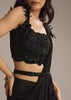 Black Silk Ready Pleated Saree With Cutdana Work