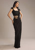 Black Silk Ready Pleated Saree With Cutdana Work