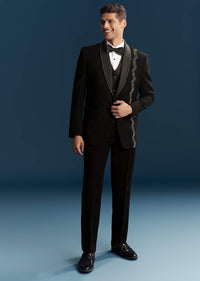 Black Tuxedo With Cutdana Embroidery