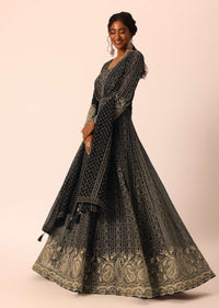 Black Anarkali And Dupatta Set With Sequin Work