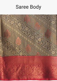 Black And Gold Banarasi Tunchui Silk Saree With Unstitched Blouse Piece