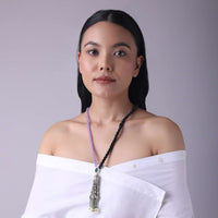 Black And Purple Tassel Tie Necklace