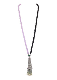 Black And Purple Tassel Tie Necklace