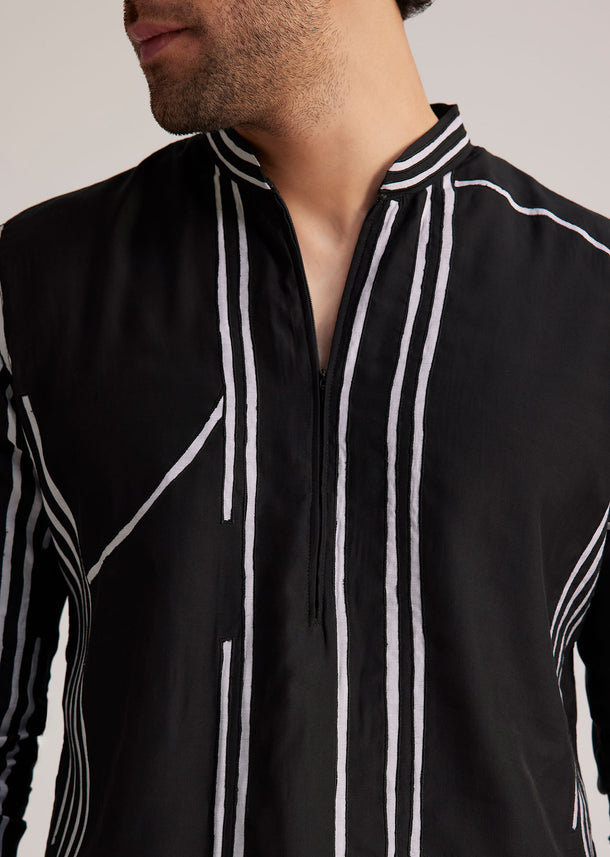 Black and White Abstract Printed Kurta Set