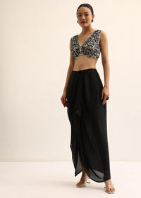Black And White Crop Top And Skirt Set