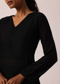 Black Asymmetric Kurta Set With Sequin Work