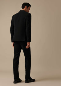 Black Blazer And Pant Set Tuxedo With Cutwork Detail