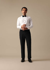 Black Blazer And Pant Set With Embroidered Detail Tuxedo Set